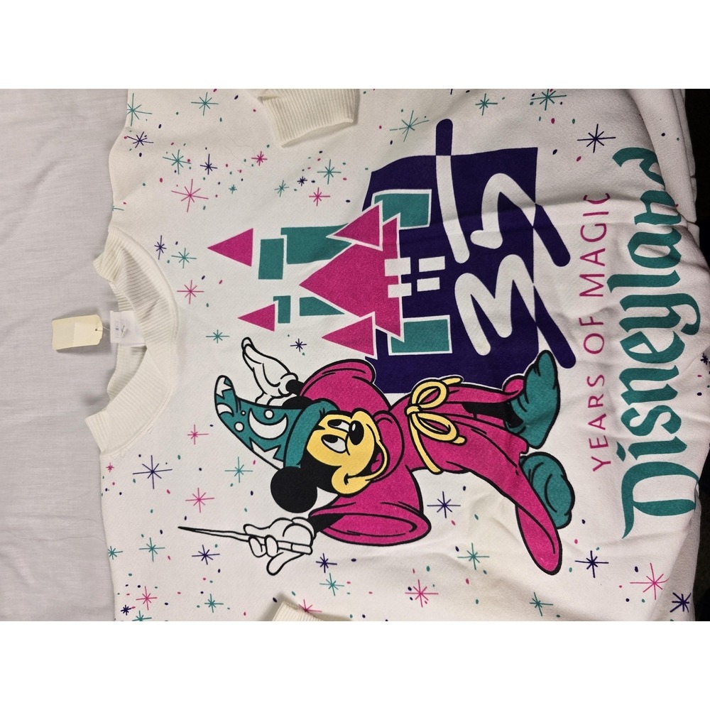 Vintage Disney Wear Sweatshirt Mens XL White‎ Disneyland 35 Years Magic Mickey
